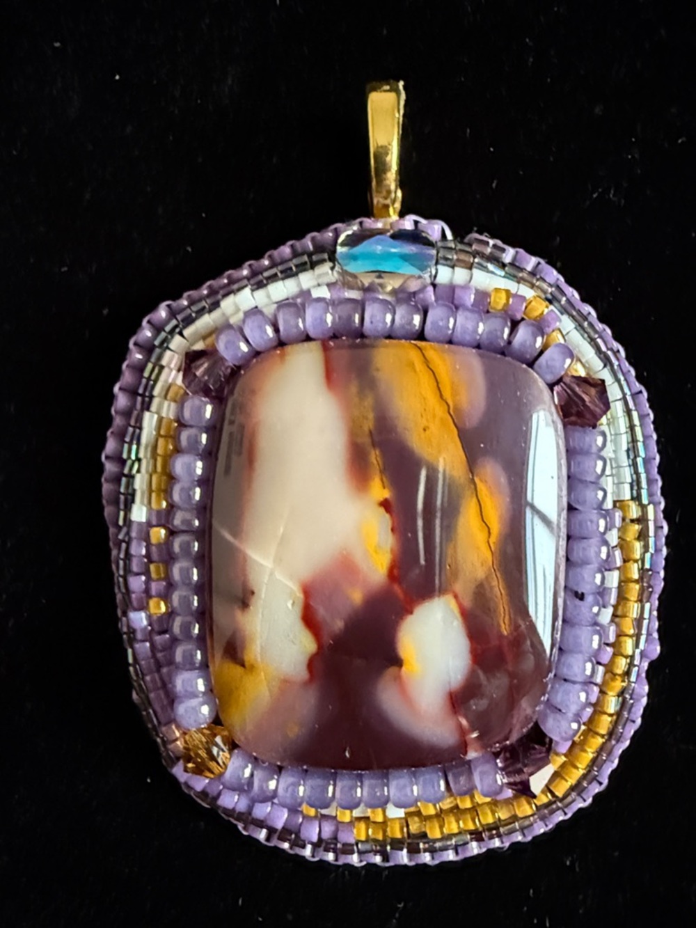 Artisan One of a Kind Banded Agate Bead-Embellished Pendant